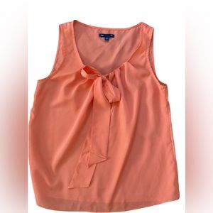Gap coral sleeveless blouse with bow - small